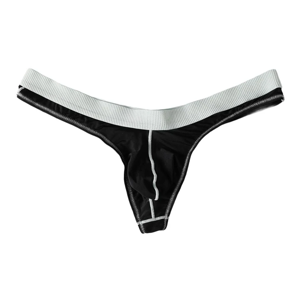 For Daily Wear Breathable Underpants Ice Silk Thong Comfortable Daily Breathable Low Waist Thong Classic Style Color Matching
