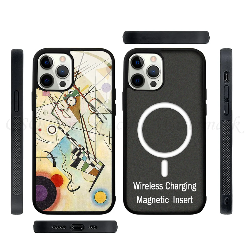 Kandinsky - Composition No. 8 Phone Case Strong Magnetic For IPhone 15 14 13 Pro Max 11 12 Mini Alex Mirror