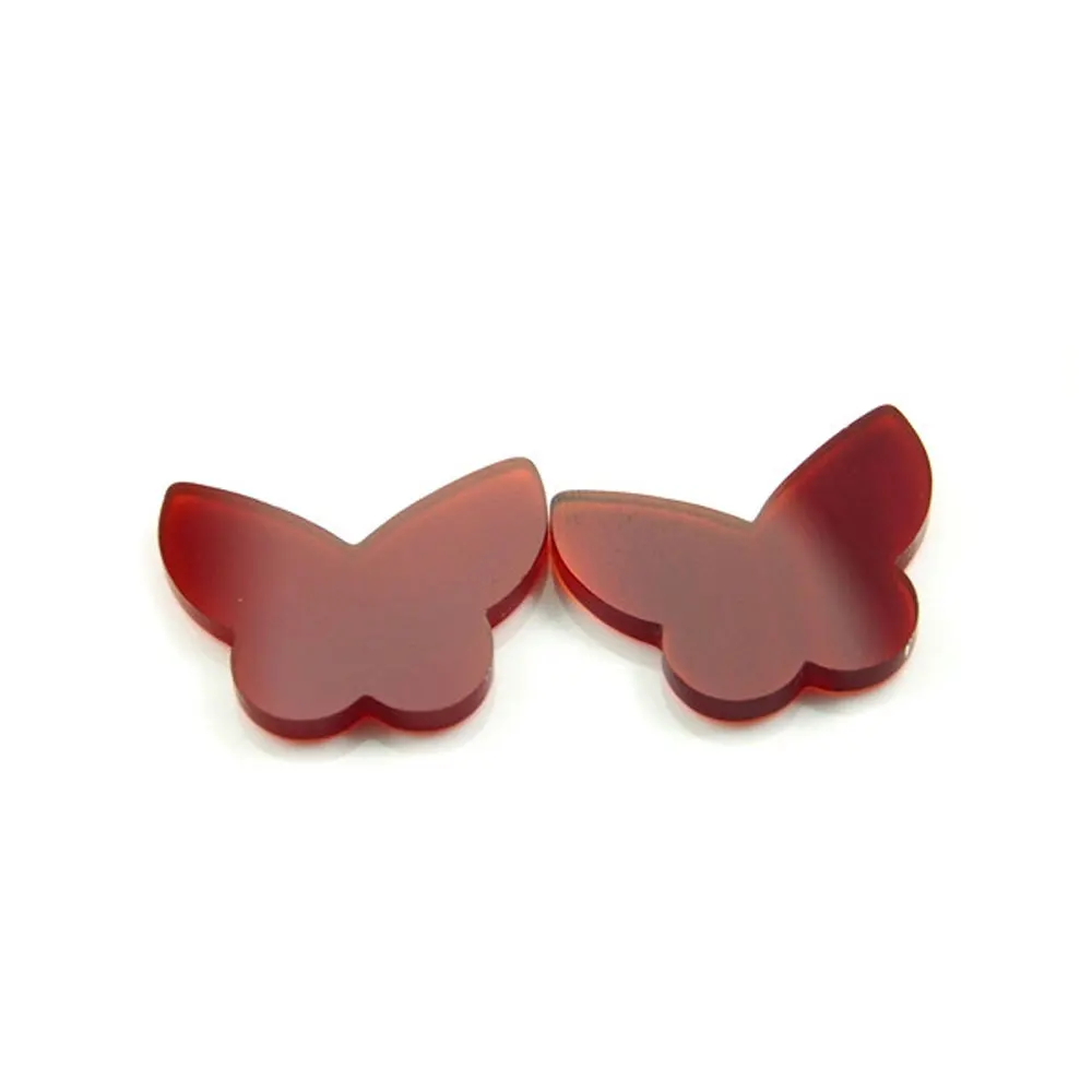 Natural Red Carnelian Butterfly Shape Double Flat Good Polished Agate Gemstone for Earring Jewelry