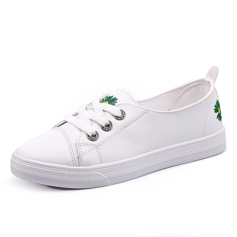 Comemore Comfortable Women\'s Casual Flat White Lace-up Shoes Summer Vulcanized Sneakers Ladies Light Soft Shallow Mouth Loafers