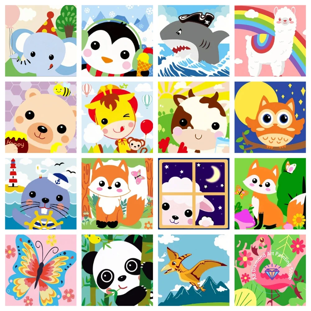 

Animal Cartoon AB Diamond Drawing Kit Square Round Diamond 5D DIY Cross Embroidery Handmade Art Adult Exquisite Gift Home Decor