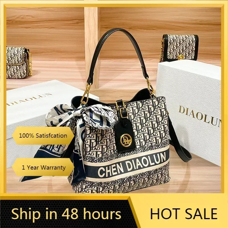 

Famous Designer Luxury Brand Embroidery Shoulder Messenger Bags High Quality Large Capacity Bucket Bags Women Purse And Handbags