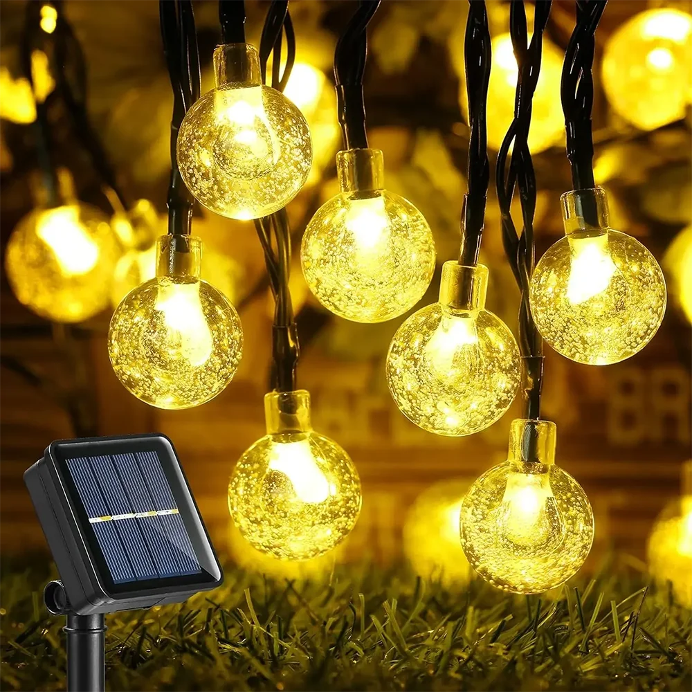 

LED outdoor waterproof crystal ball light solar string light,8 modes of courtyard lights, used for courtyard festival decoration