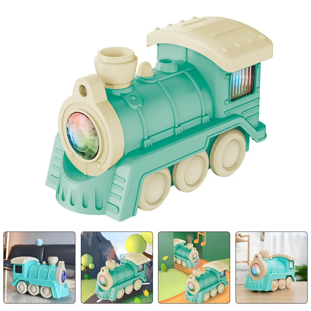 

Electric Cartoon Train Humidifier Design Floating Ball Musical Educational Early Learning Vehicle for Kids Gift Play
