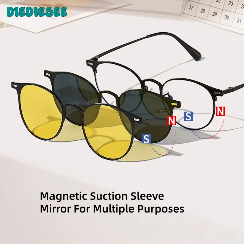 

DIEDIESEE Polarized Sunglasses Magnetic Sleeve Sunglasses Myopia Anti Blue Light Optical Prescription Glasses Frame 72403
