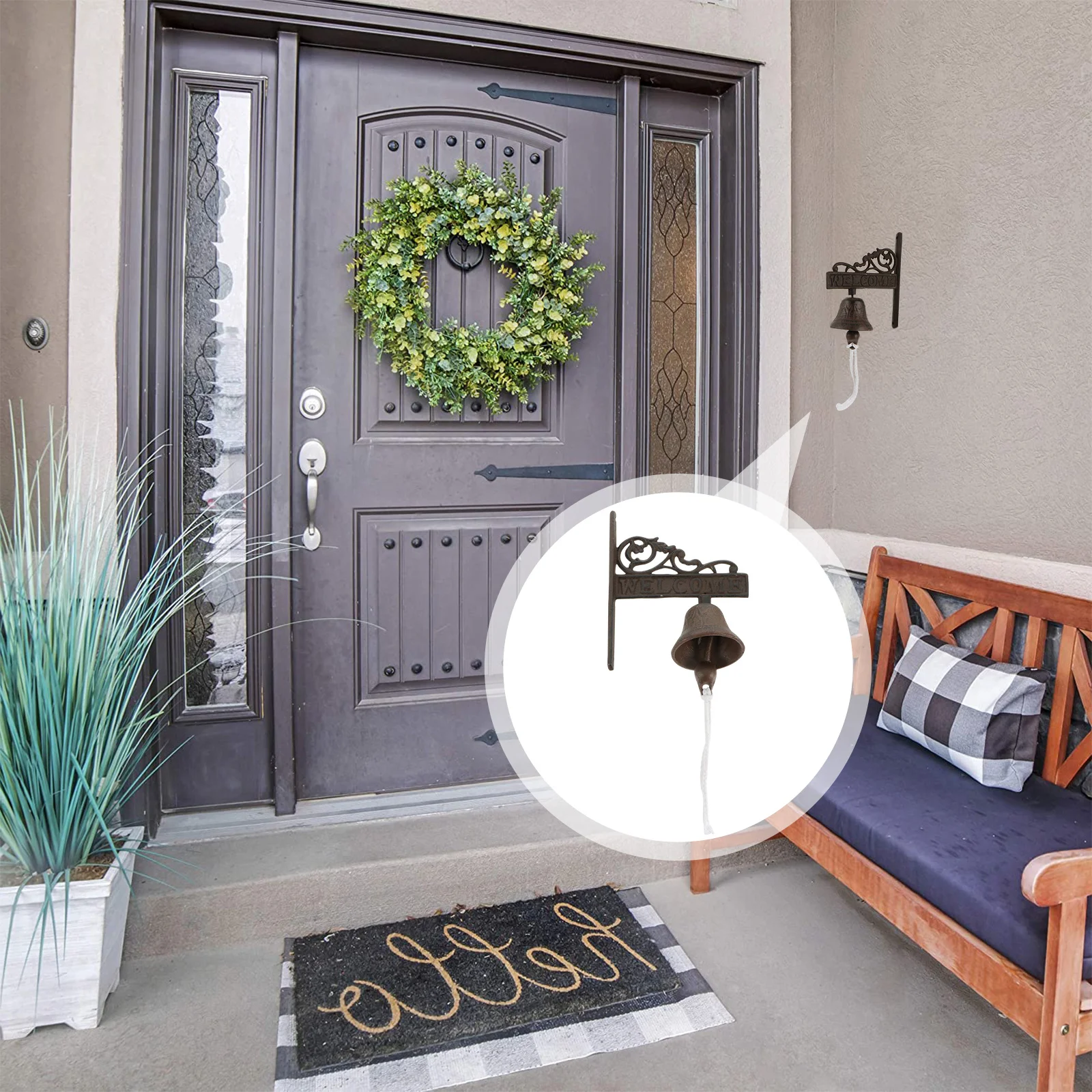 

1Pcs Retro Doorbell Chic Design Hanging Pendant for Garden Decor and Various Occasions Cast Iron Doorbell Rustic Style Bell