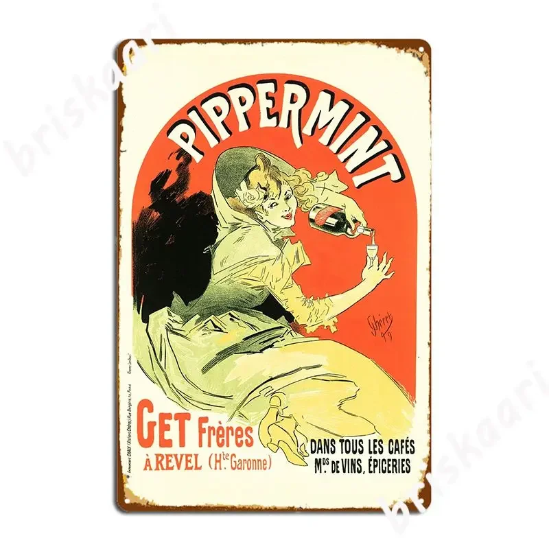 Pippermint menta licor aperitivo Alcohol bebida Jules Cheret cartel francés Vintage placa de Metal cartel de estaño de cocina