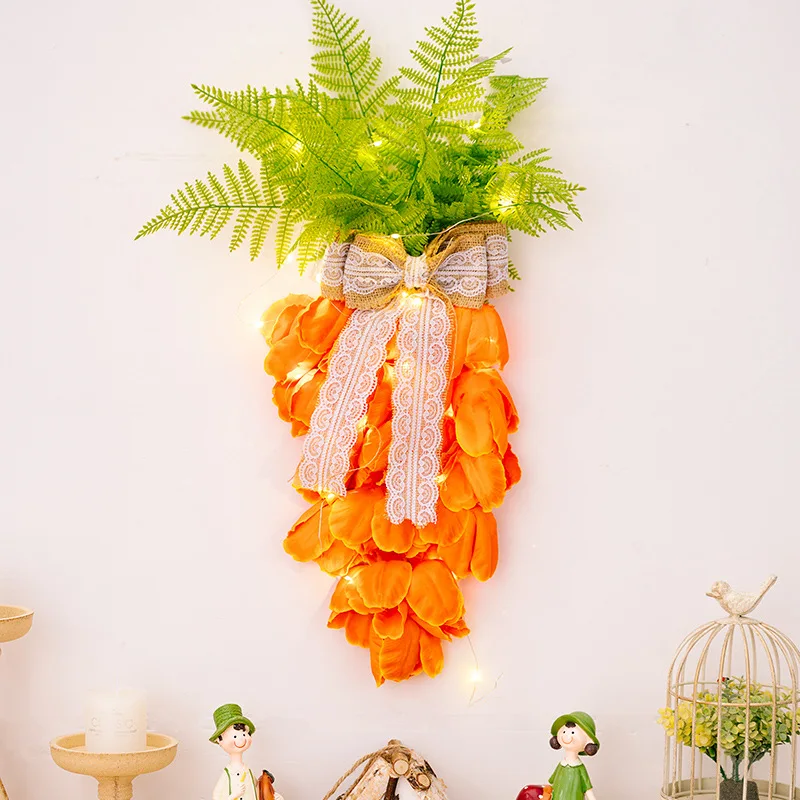 Easter Wreaths for Front Door Creative Easter Carrot Hanging Tree Outdoor Courtyard Artificial Wreath Easter Decorations Props