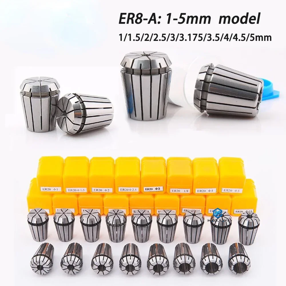 HAOJIAYI 10Pcs Collet Chuck CNC Spindle ER8A Lathe Tool Holder Set 1-5mm for CNC Engraving Milling Lather Tool