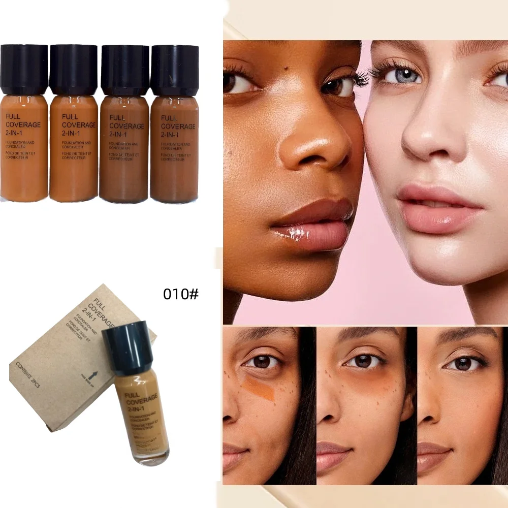 

Full Coverage 2-in-1 Foundation and Concealer Deep Flesh Color Liquid Foundation Glass Moisturizing Concealer Liquid Makeup