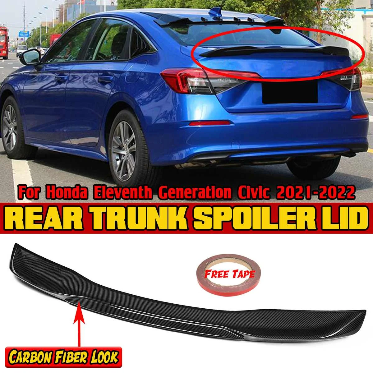 New Car Rear Trunk Boot Lip Spoiler Lip Boot Wing Lip For Honda For Civic Eleventh 11th Generation 2021-2022 Car Rear Wing Lip