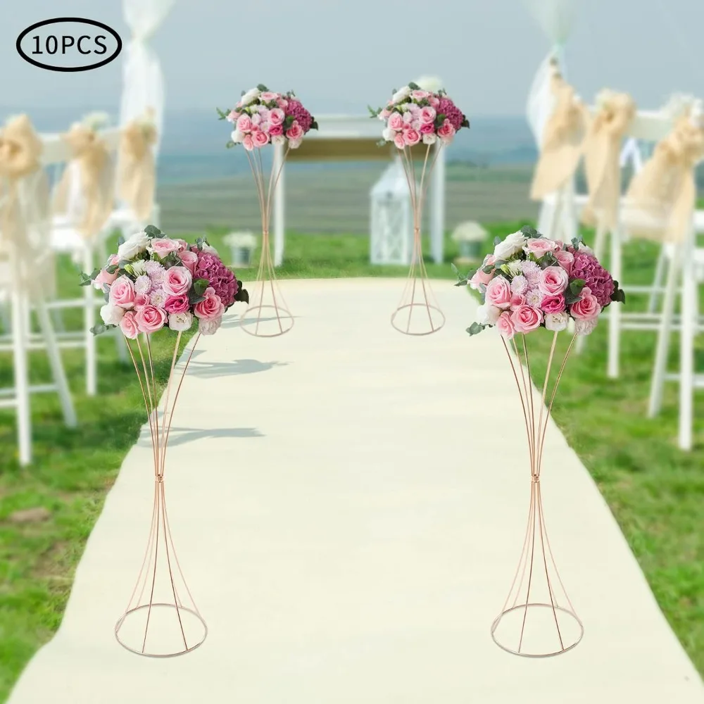 

10 шт. металлическая ваза для трубы, золотые центральные элементы, цветочные украшения для стола для свадьбы, годовщины, вечеринки, дня рождения, домашний декор