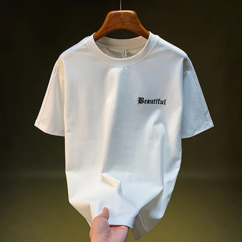 

Summer new letter printed short sleeved T-shirt for men, high-density heavy-duty loose top, casual street men's clothing