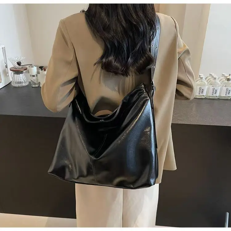 Women PU Bag Vintage Zipper SOFT High-Capacity Tote Bag Shoulder Bag Purses and Handbags Office Lady All-match