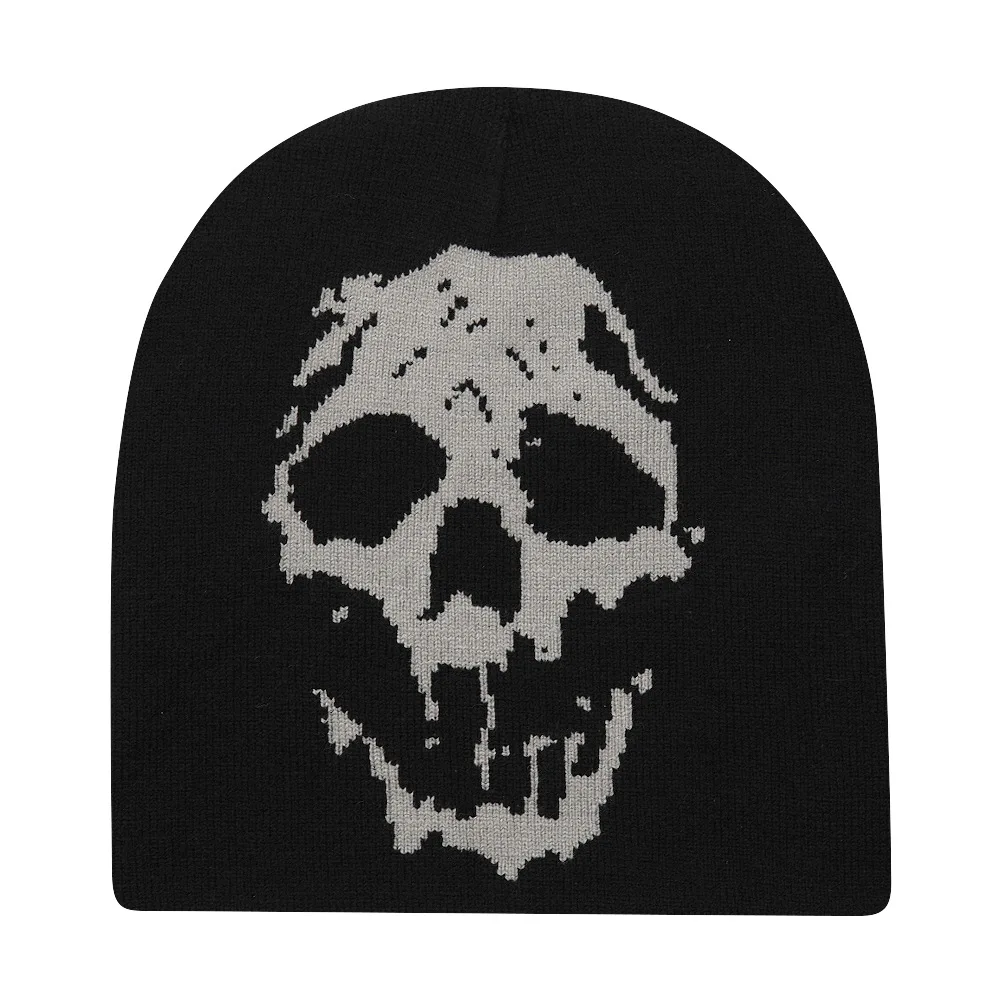 Halloween Funny Skull Print Y2K Winter Warm Knitted Hat Skullies Beanies Men Women Beanie Cargo Cap Kanye Unisex Outdoor Gorras