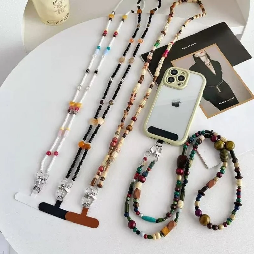 

[Lw] Retro mobile phone chain handmade beaded brown high-end chain pendant Tibetan ethnic style travel backpack pendant
