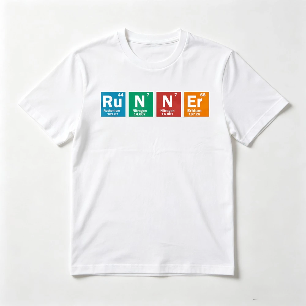 Funny Periodic Table Graphic Runner Table T-Shirt Casual Fashion Short Sleeve Summer Breathe Comfort Y2k Man Women Clothing