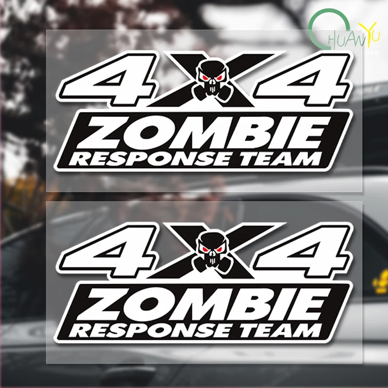 Etiqueta engomada del patrón de la diversión del texto creativo del equipo de respuesta del zombi, etiqueta del jinete de carreras, Material de PVC impermeable, 4x4