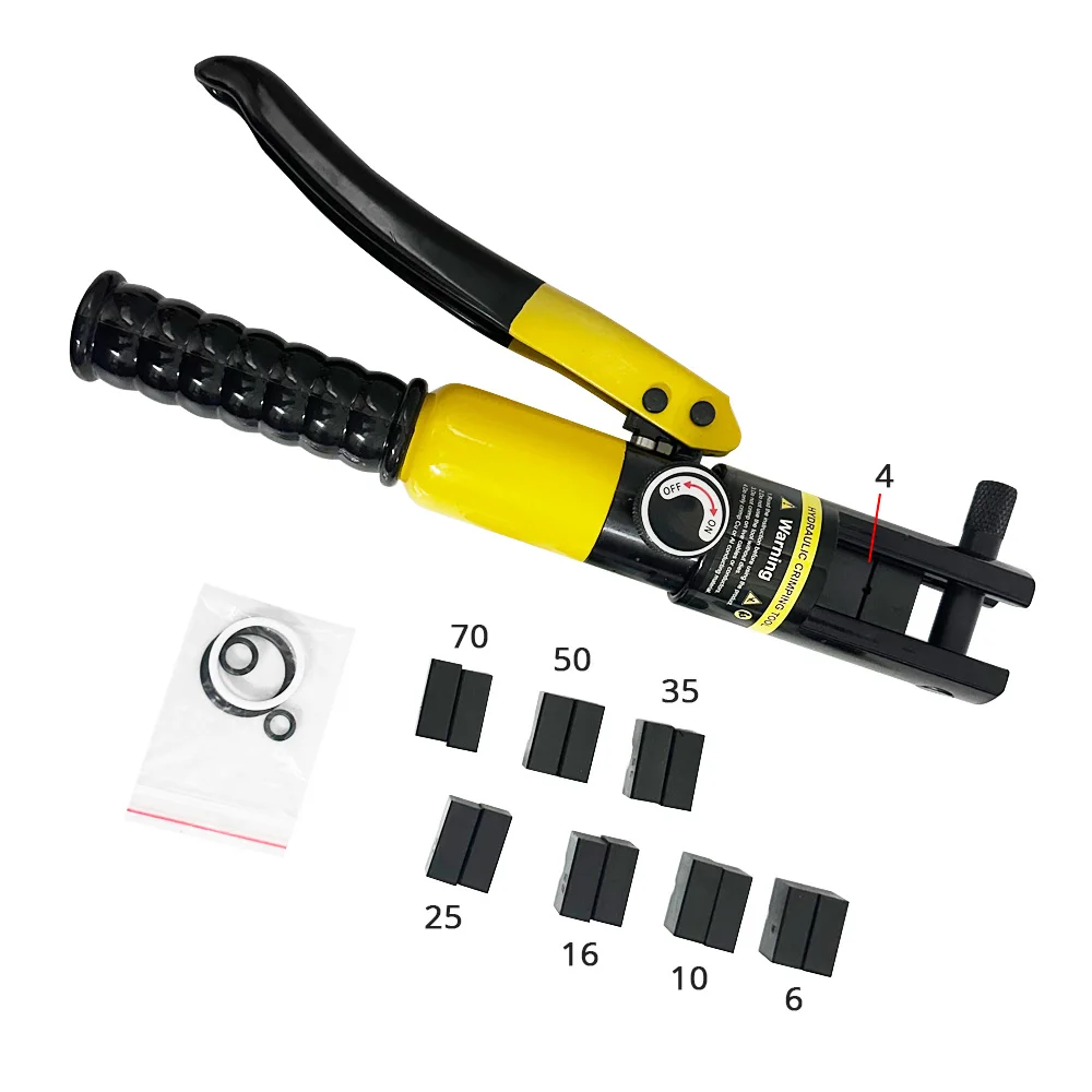 Pinza per crimpare cavi idraulici azionata manualmente Pinza per terminali per capocorda per cavi batteria con 8 paia di matrici, strumento di crimpatura 4-70mm2