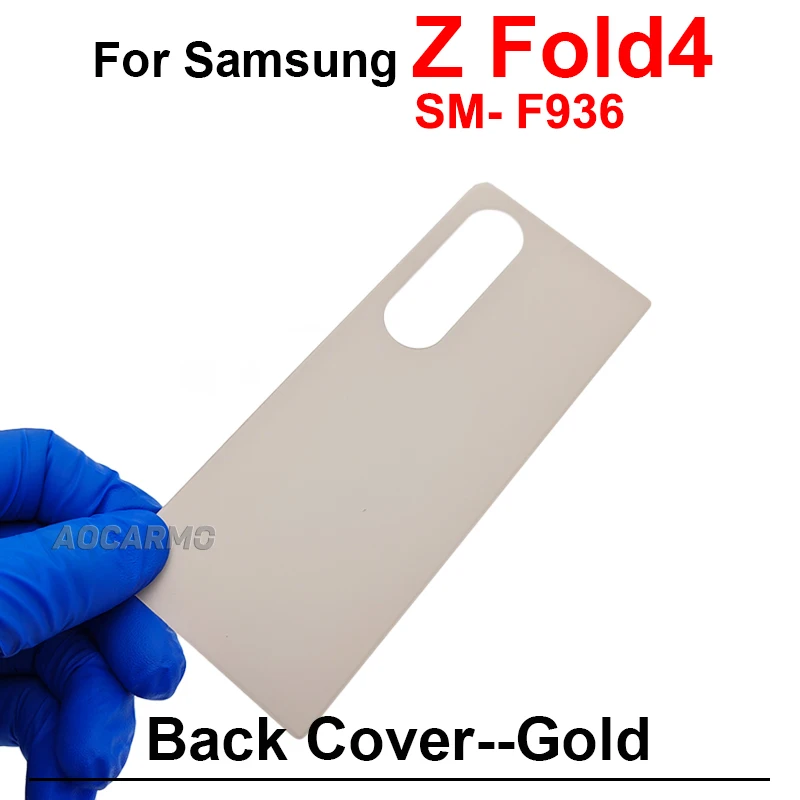 Black Gold Back Cover With Rear Camera Lens Frame Replacement Parts For Samsung Galaxy Z Fold4 SM-F936