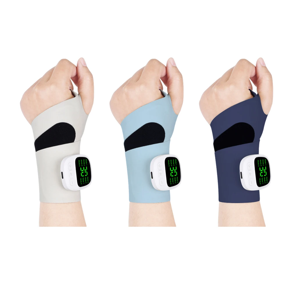 مدلك المعصم اللاسلكي 8 أوضاع 30 مستويات EMS واقي المعصم الاهتزاز يخفف التهاب غمد الوتر مدلك لتخفيف التعب الرسغي