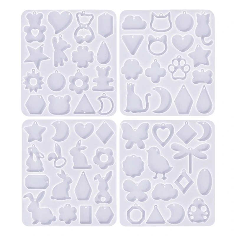 

Y4QE Animal Shaped Earrings Mold Soft Silicone Mold Geometric Ear Rings Making Mould