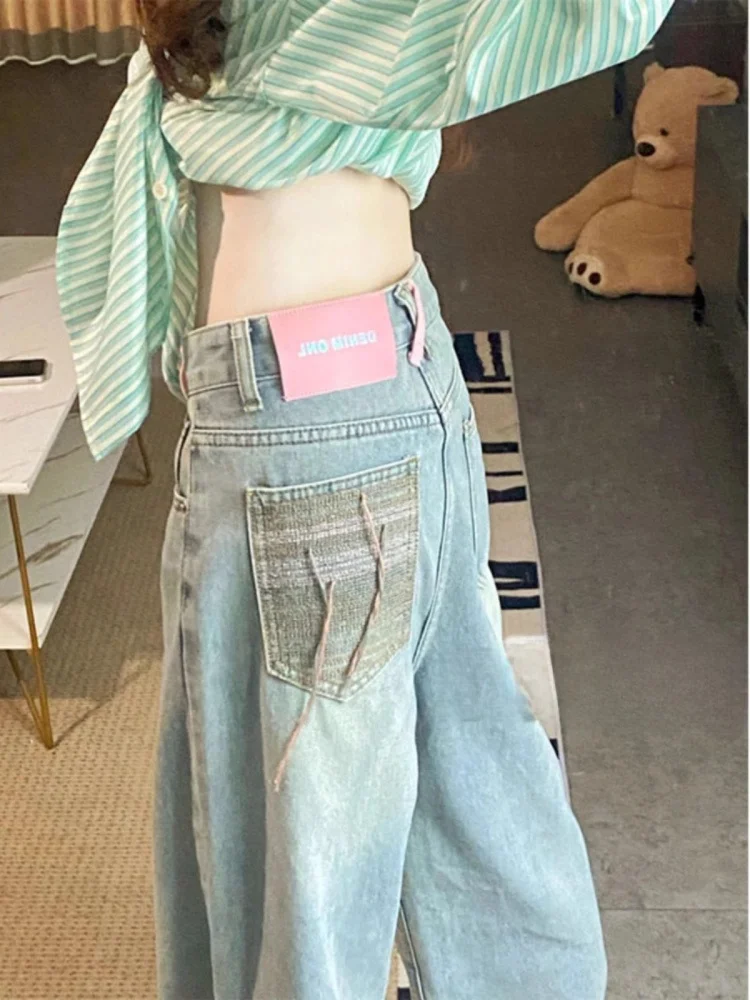 

High Waist Wide Leg Retro Denim Jeans Women's Spring Autumn 2025 Slimming Trendy Straight Cut plus Size Jeans