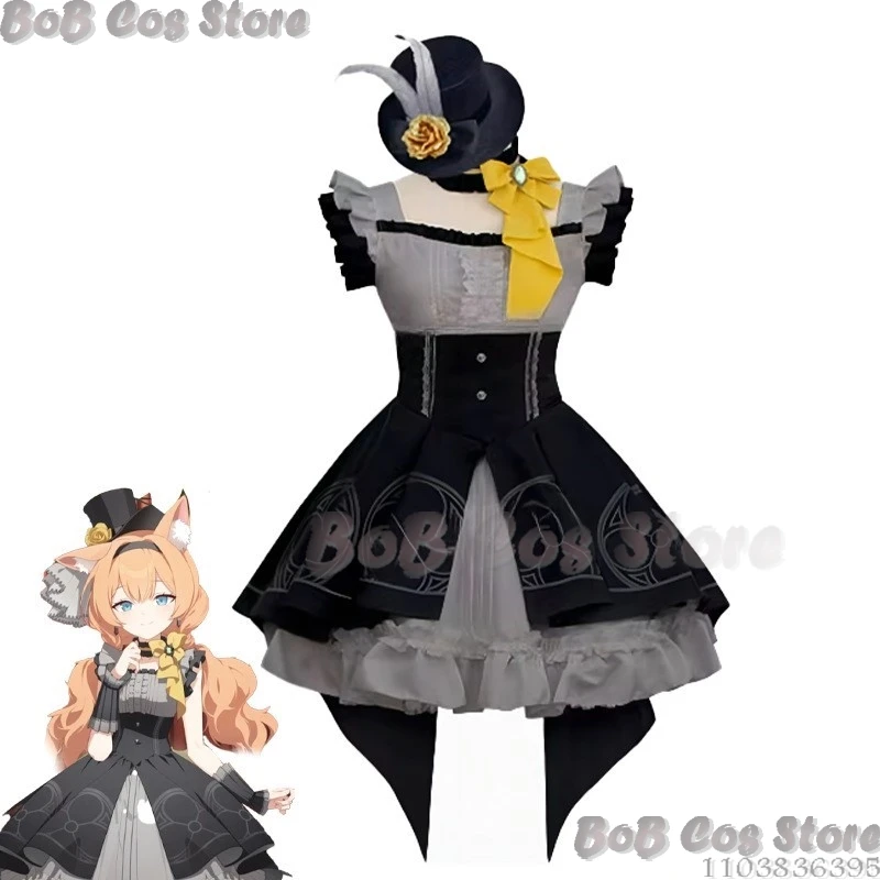 Iochi Mari Game Blue Archive Cosplay Costume Lolita Dress Black Uniform Wig Ears Hairband Women Halloween Roleplay Customized