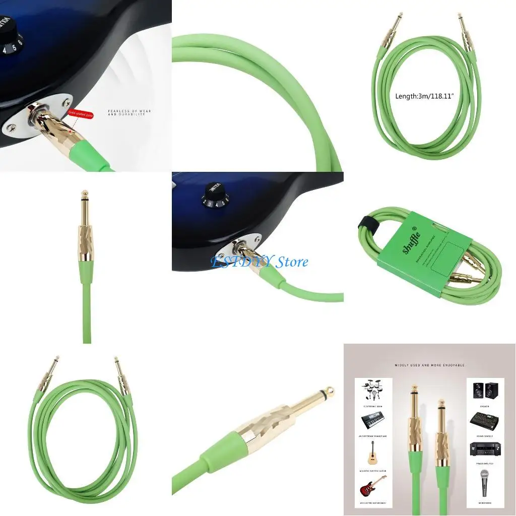 

G6DE 6.35mm to 6.35mm Guitar Cable 3Meter Profession Copper Wire Audios Cable Instrument Cable for Electric Guitar, Bass