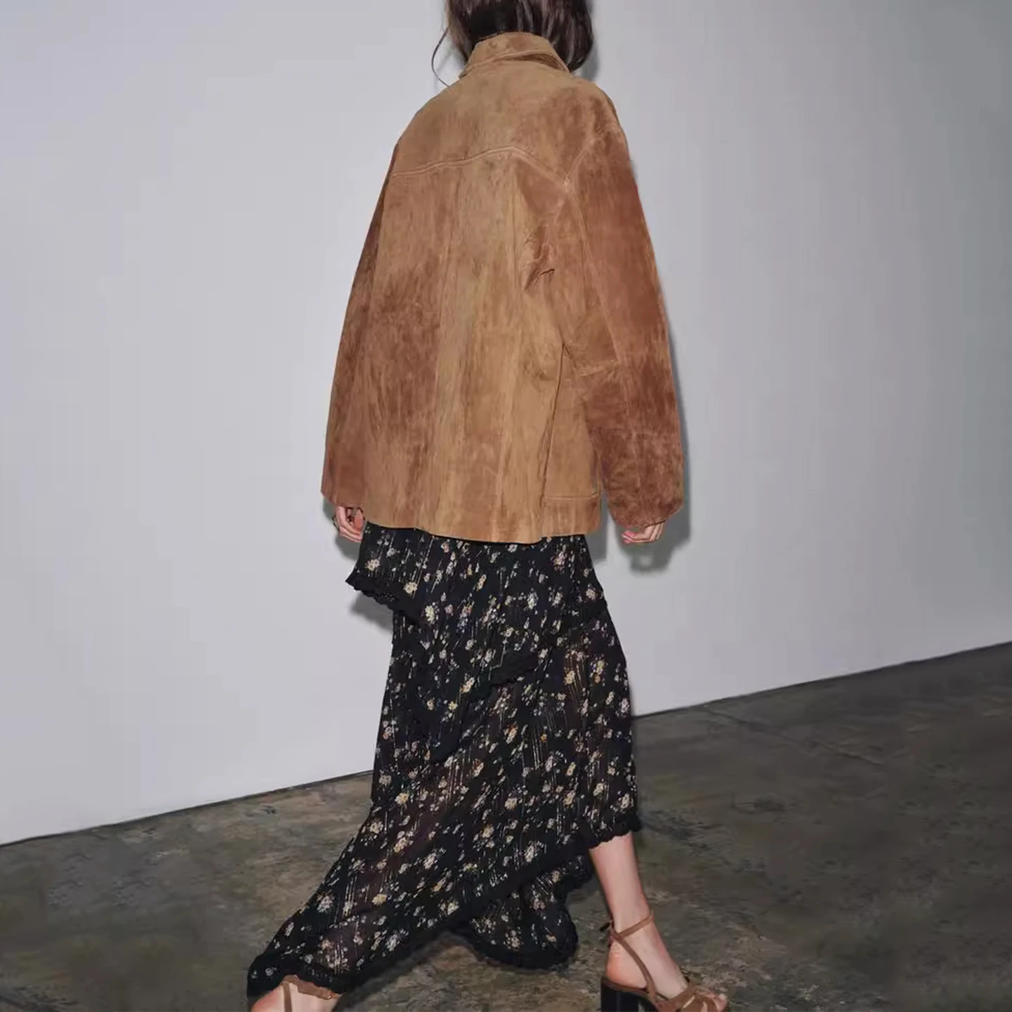 Z Damen Faion Personali Leder-Jacet-Mantel Anti-Fur 2025, neuer Sle Commute Sle Loose Fit Long Sve Collar