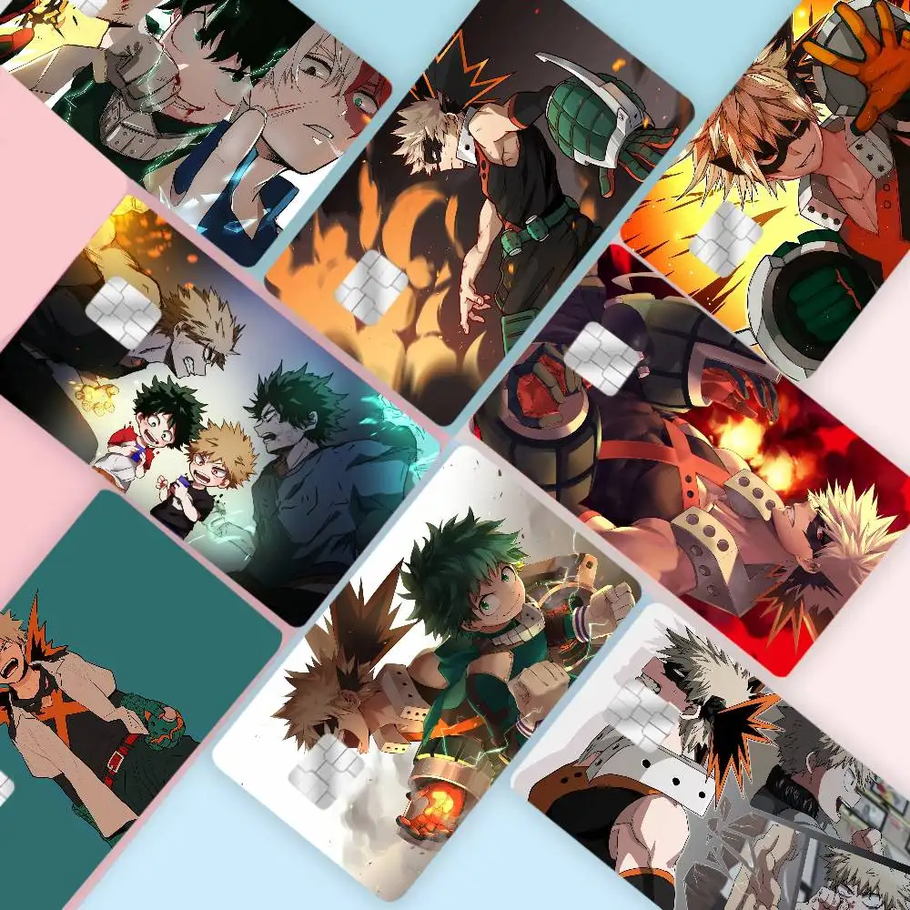 غطاء لاصق لعبة My Hero Academia Bakugou Katsuki من أجل الجانب الأمامي لبطاقة الخصم الائتمانية ذات الرقاقة الصغيرة