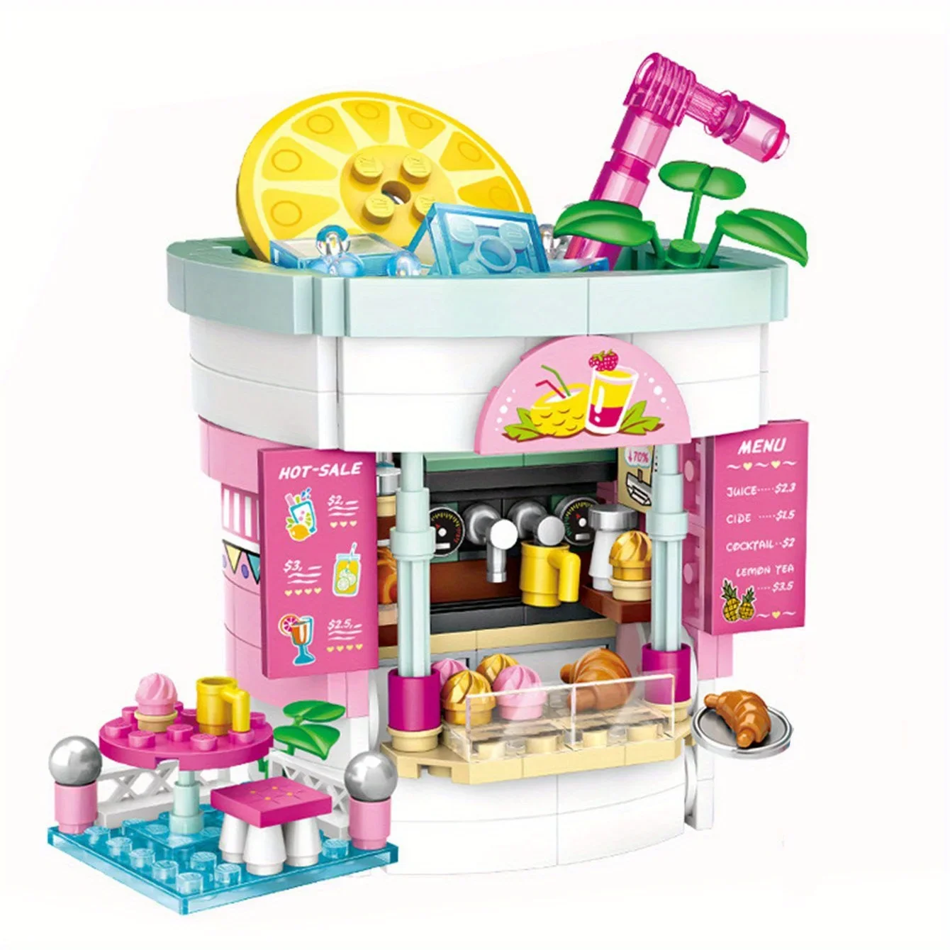 Cartoon Cake Shop Burger Shop, French Fries Shop Beverage Shop , Toast Shop , Ice Cream Shop , Mini Building Blocks ,