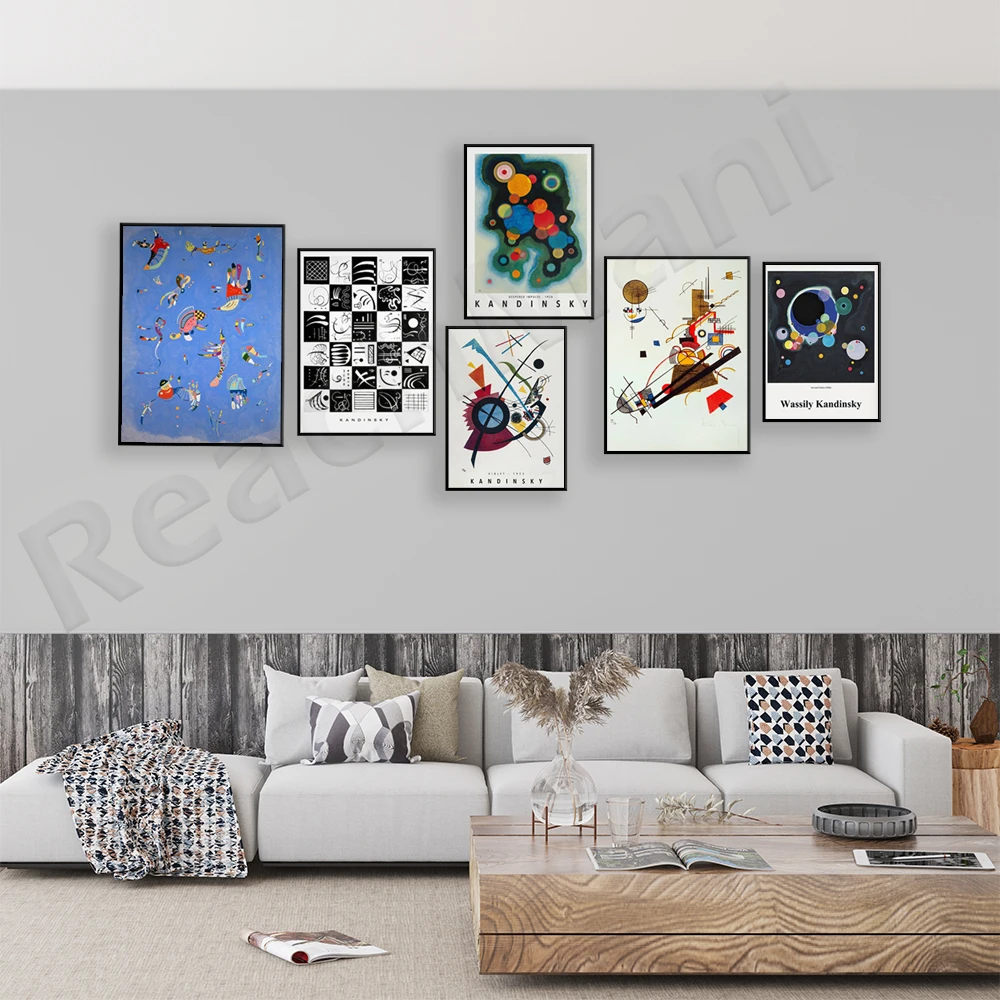 Kandinsky Typography Exhibition Poster, Wassily Kandinsky Bauhaus Modern Geometric Decor Simple Abstract Colorful Art Poster