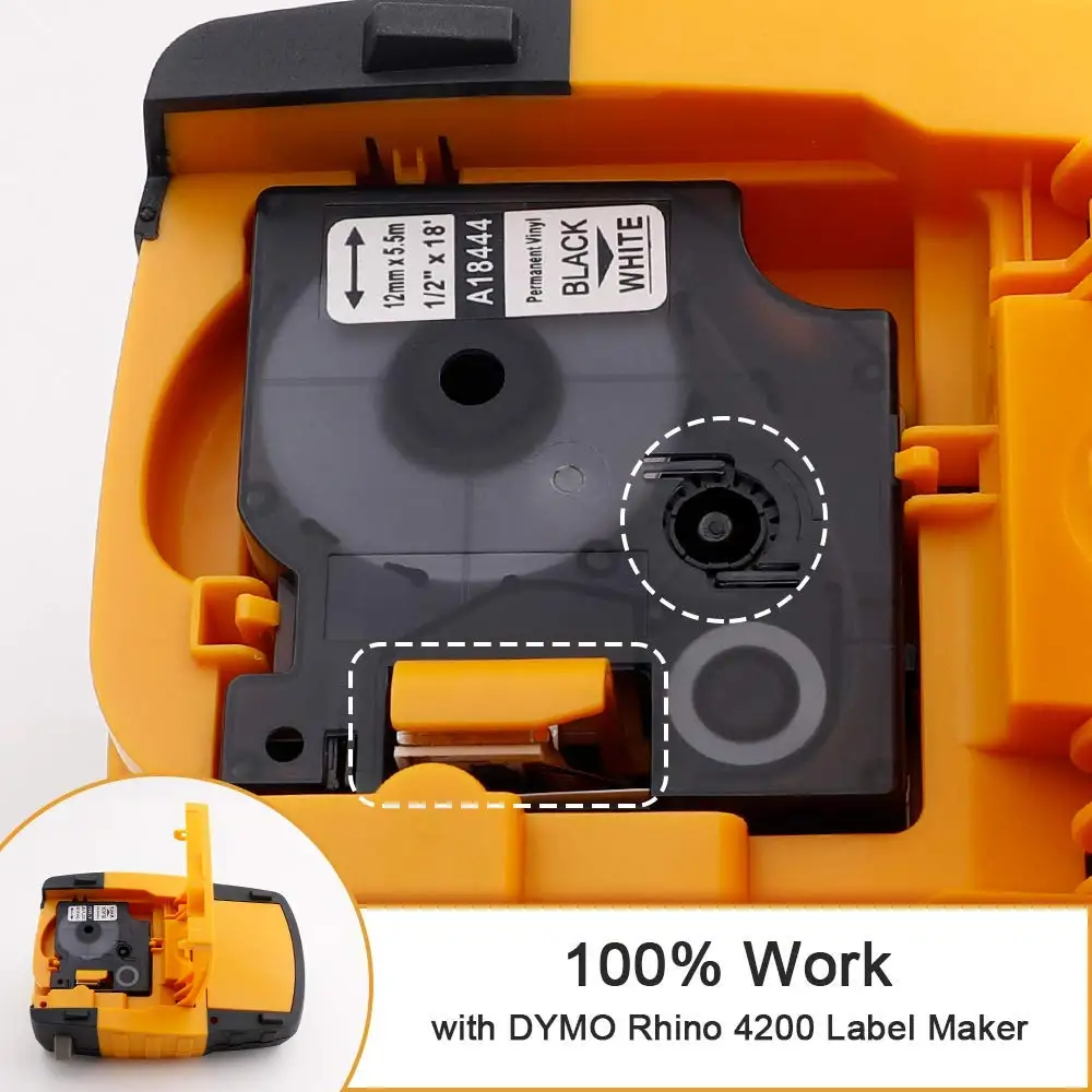 1 Pack Coloured Vinyl Labels Compatible for Dymo Rhino 18444 Industrial Label Tape for DYMO Rhino 5200 4200 6000 Label Maker