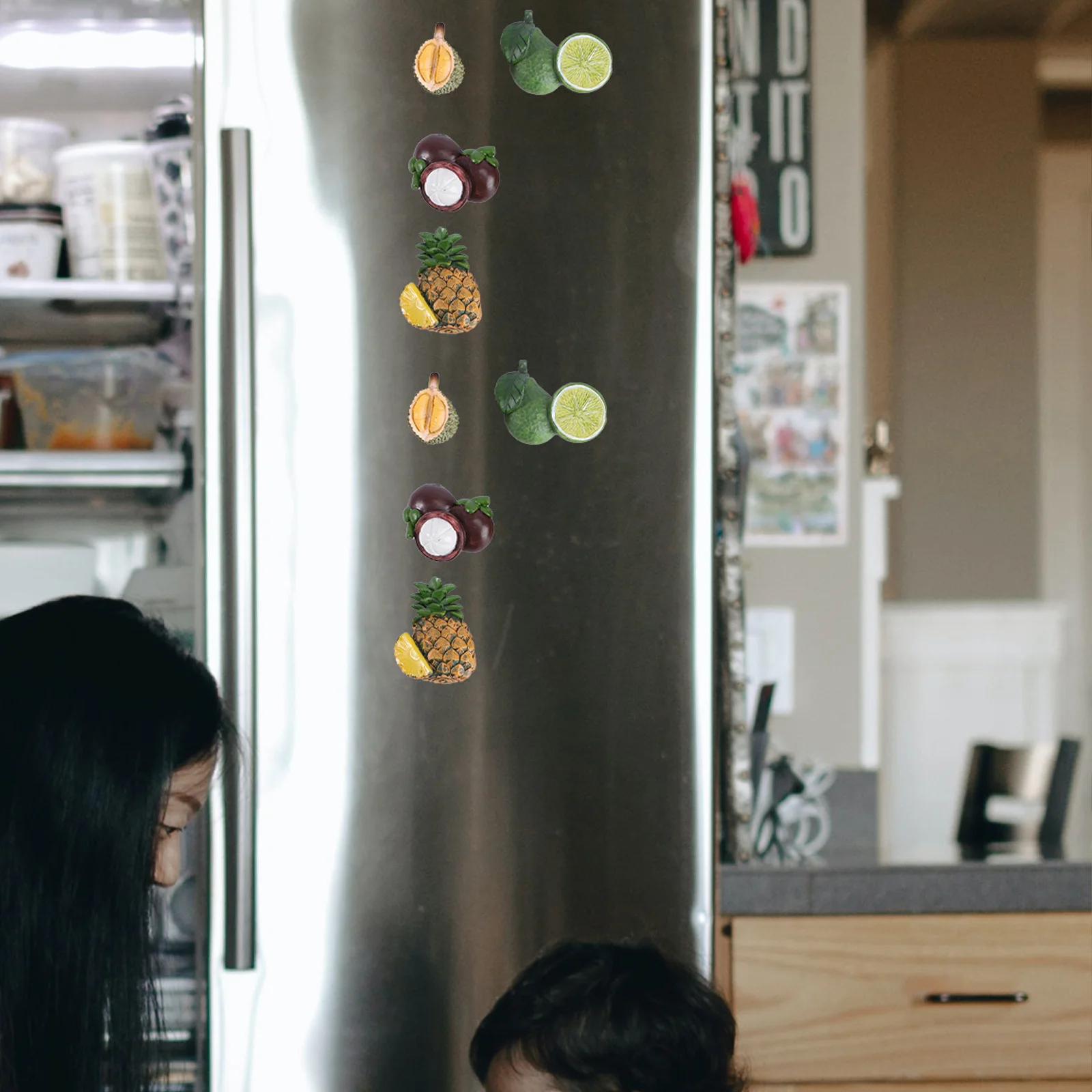 

4 PCS Three-dimensional Simulated Fruit Refrigerator Stickers Fridge Magnets Lemon