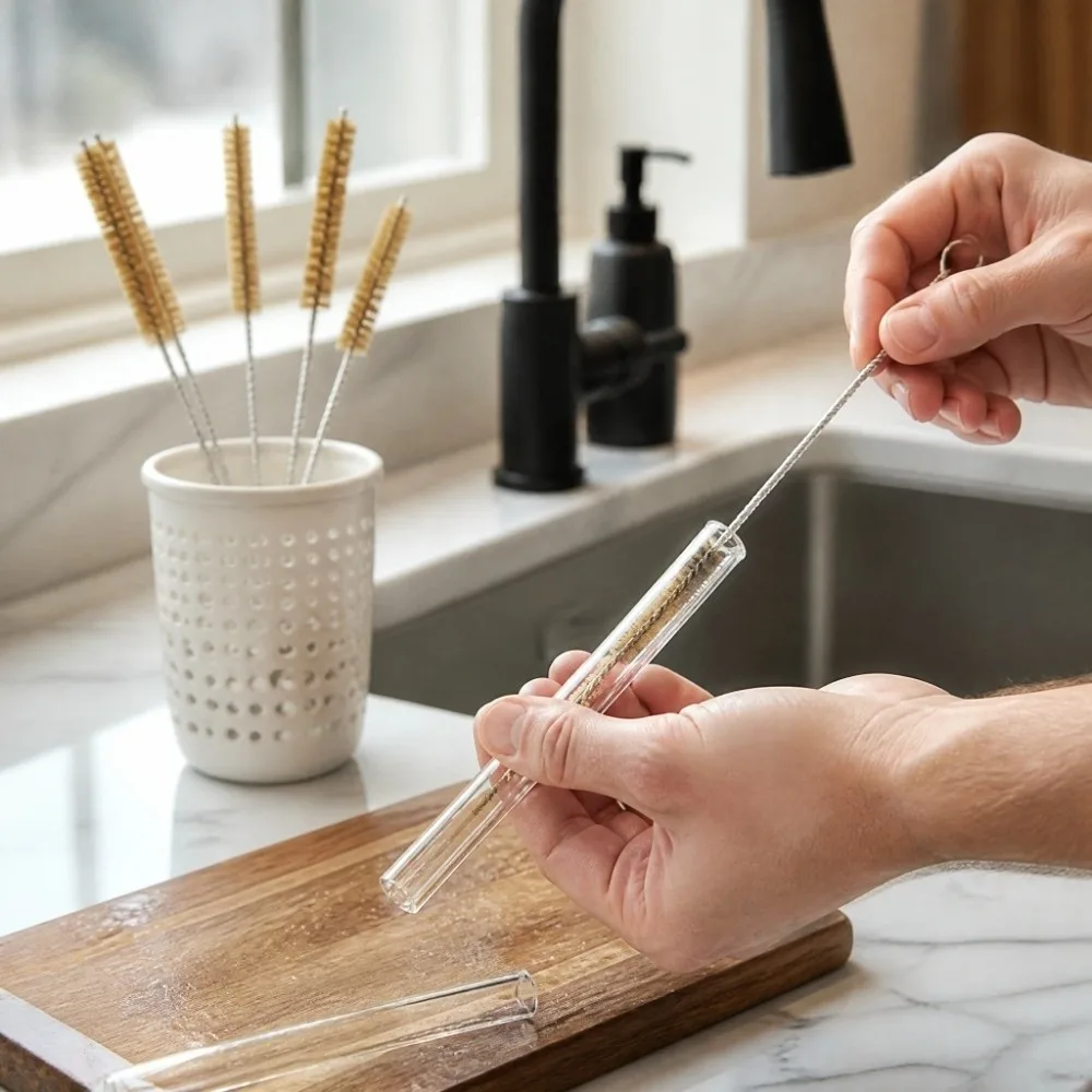 5pcs Test Tube Cleaning Brass Cylinder Wire Tube Pipe Cleaning Brush Stainless Steel Multi-Functional Cleaning Brush Polishing