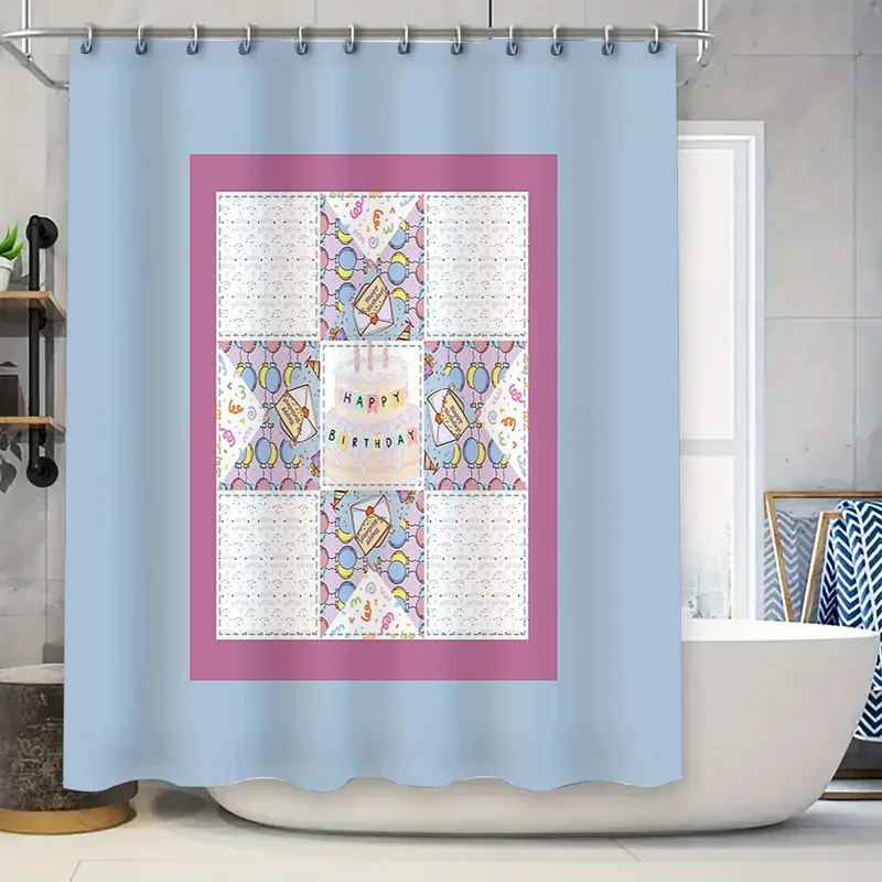 

Cute Birthday Party Shower Curtain Happy Birthday Backdrop Blue Starry Sky Kids Room Decor Festive Party Supplies Backdrop