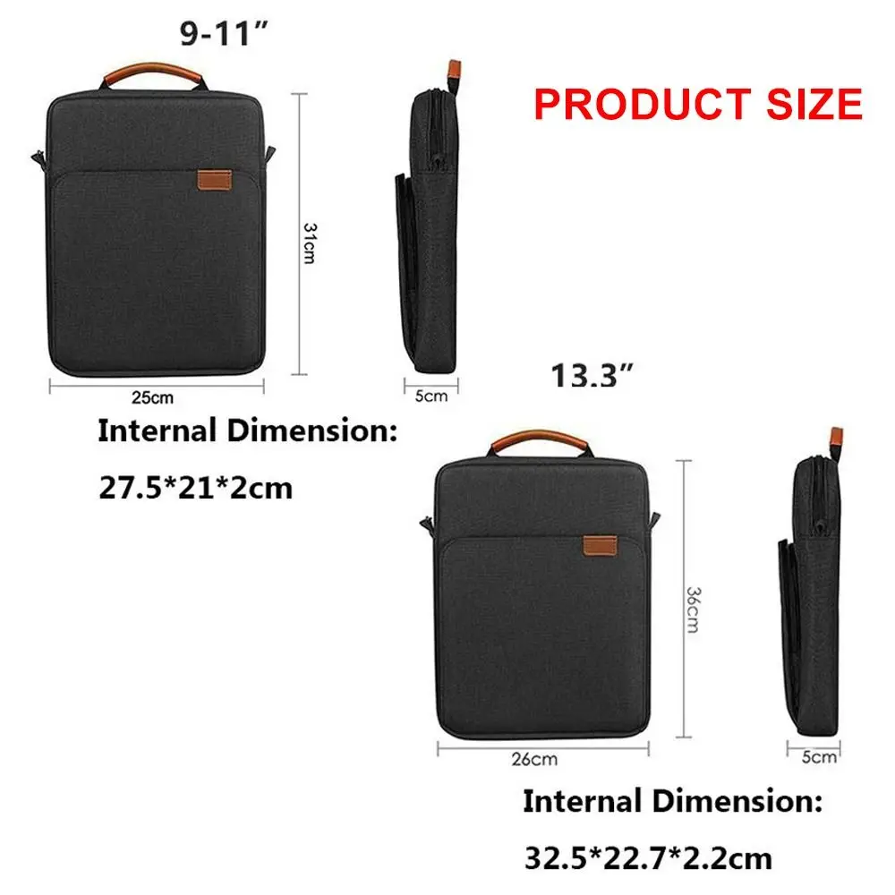 Universal Tablet Sleeve Case for 9-11/13.3 Inch Surface Go Galaxy Tab Shockproof Shoulder Bag with Smooth Zipper