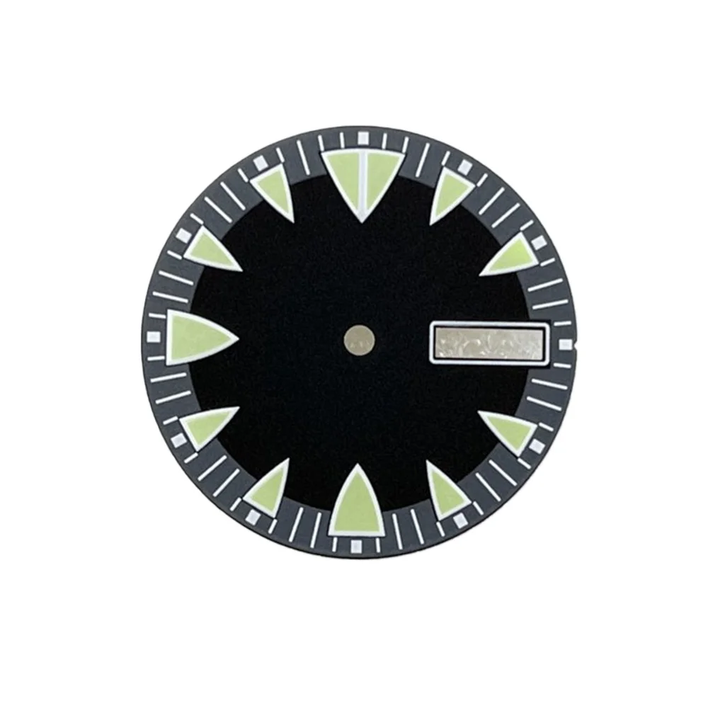 28.5mm Watch Dial for NH36 NH36A Movement Modified Part Green Luminous Mechanical Watch Face Accessories Double Calendar Window