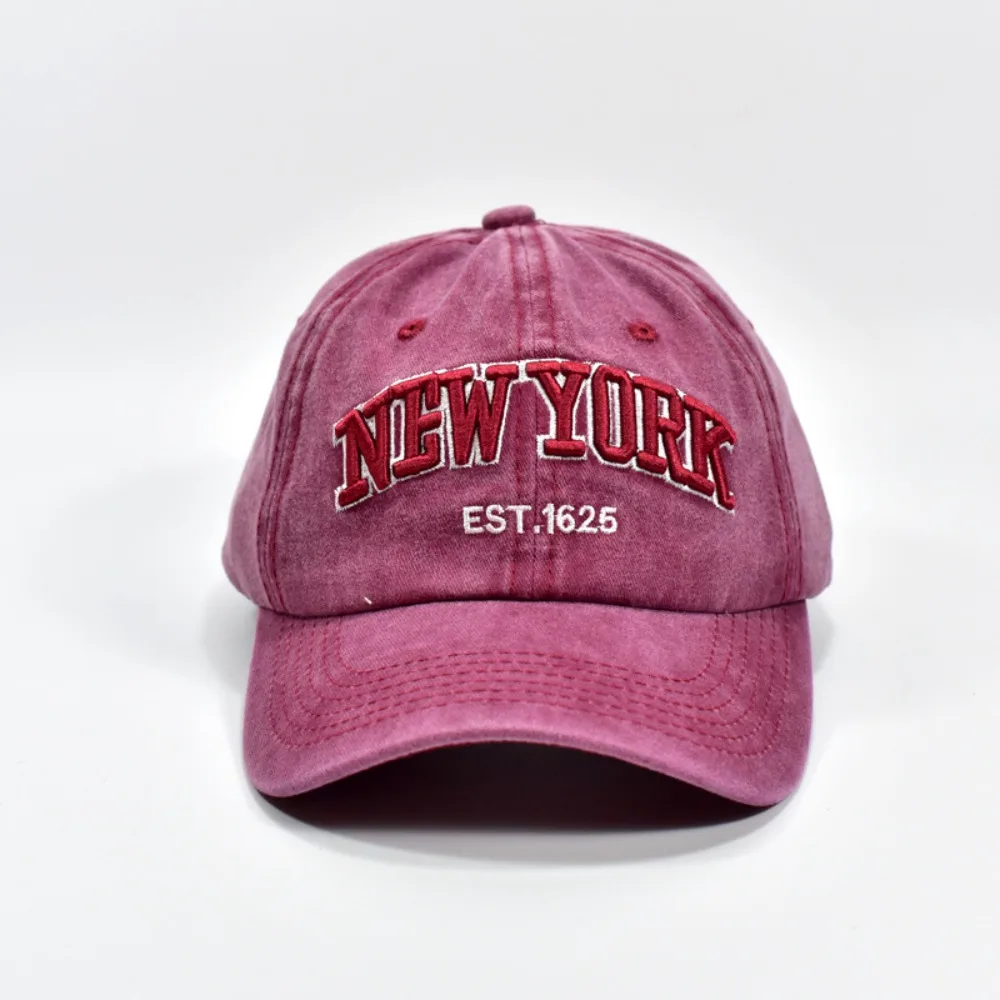 

Cotton New York Baseball Cap Adjustable Washable Sport Duck Tongue Cap Anti-UV Letters Letter Embroidery Sun Hats Travel Beach