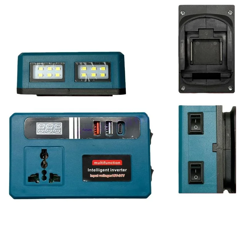 1Pcs LED Mini Intelligent Inverter Power Converter Portable 120W 21V Lithium Battery Inverter With 3 USB Ports