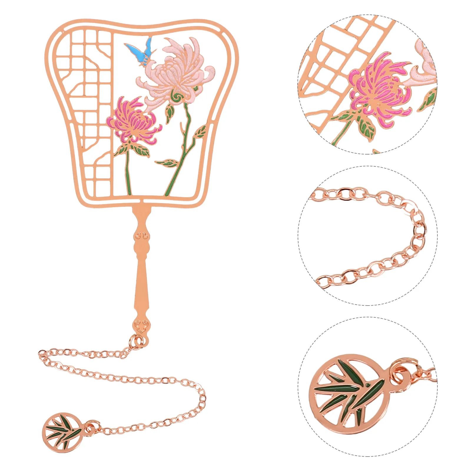Chinese Style Fan Retro Bookmark Student Palace Creative Gift Unique Metal Reading