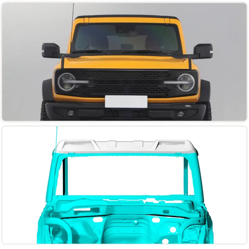سقف السيارة الأمامي أجنحة سبويلر ألياف الكربون لفورد برونكو الرياضة فائدة 2021 2022 2023 سباق سبويلر الجبهة العلوي الشفاه طقم الجسم