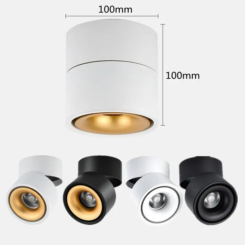 Spot Lumineux LED Rotatif et Résistant à 360 °, Montage en Surface COB, Plafonnier à Intensité Réglable, AC110, 220V, 9W, 12W, 15W, 20W, Rond, pour