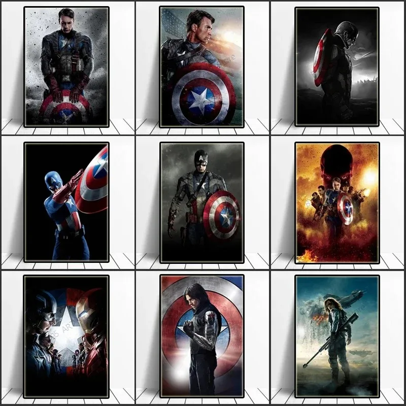 Captain America Canvas Painting Anime Poster Disney Marvel Superheroes Wall Art Print Home Decoration Picture Living Room Decor