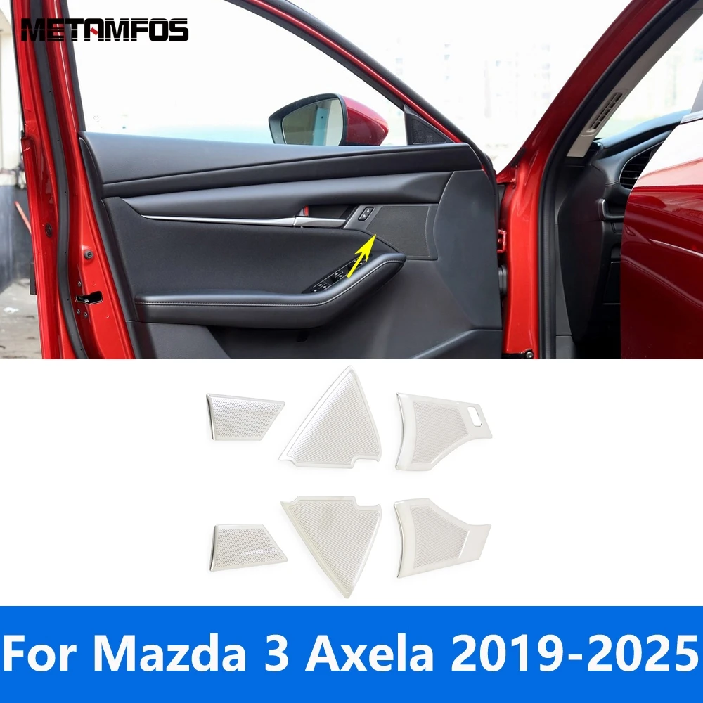 

For Mazda 3 M3 Axela 2019-2023 2024 2025 Stainless Steel Inside Door Loudspeaker Audio Speaker Cover Trim Interior Accessories