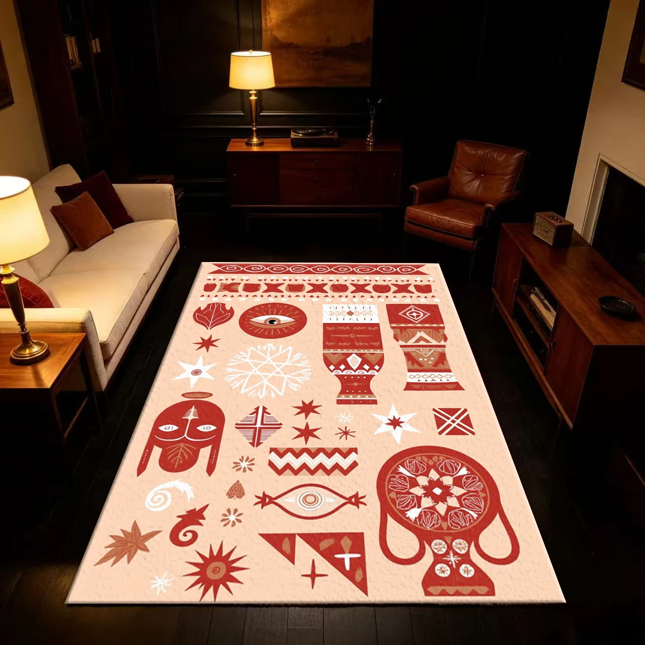 Ethnic Tribal Vase Eye Symbol Carpet Flooring Anti-Slip Bohemian Style Floor Rug For Entryway Living Room Home Decor