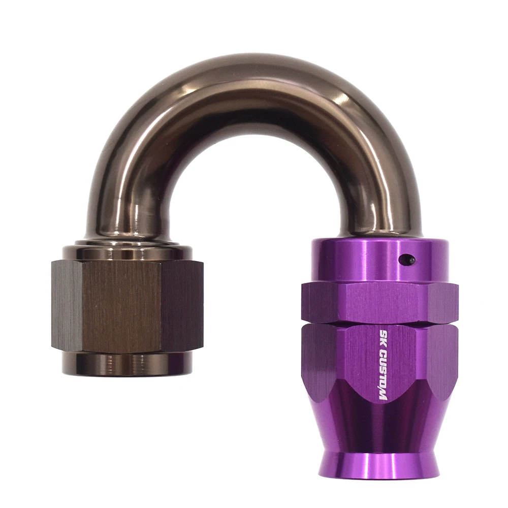 SK CUSTOM – extrémité de tuyau en PTFE, Interface de tuyau d'huile AN10 droite 0 ° /45 ° /90 ° /120 ° /150 ° / Adaptateur de raccord d'extrémité de tuyau de conduite de carburant en PTFE à 180 degrés