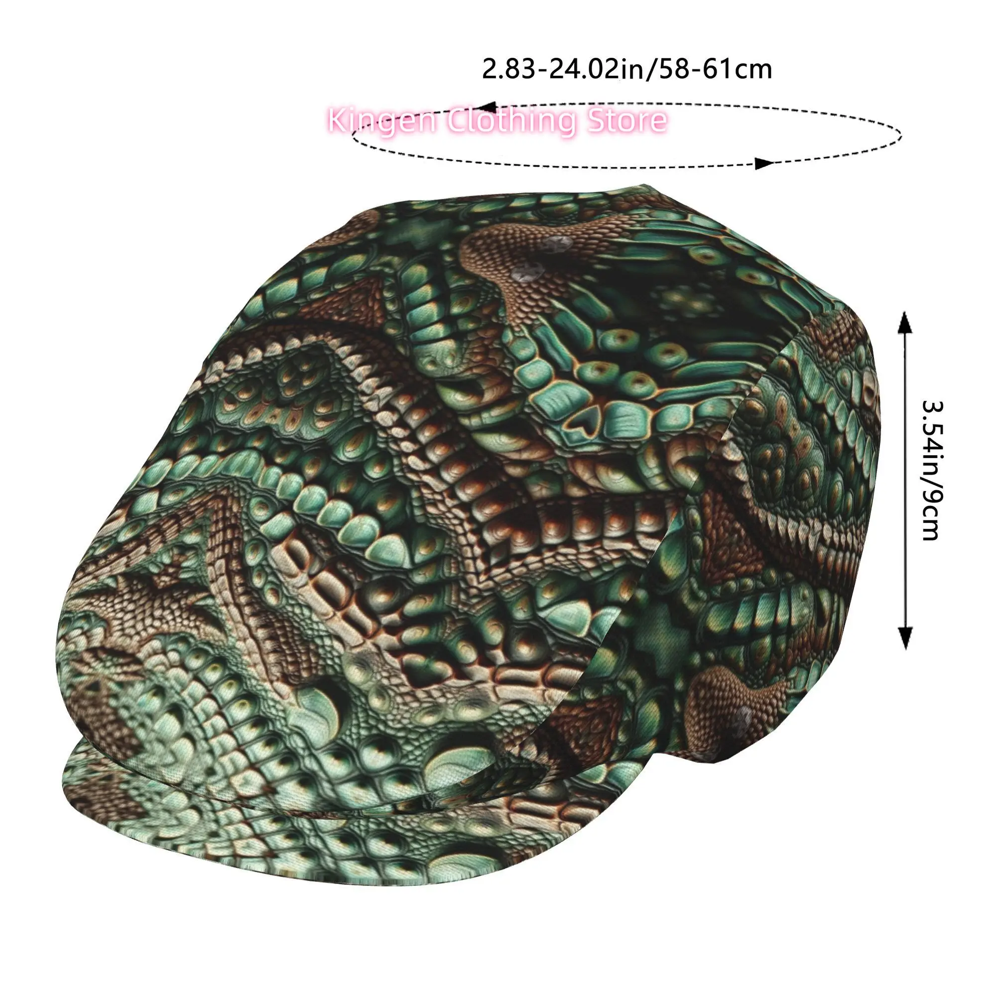 Textured Reptile Skin Pattern Men and Women Adjustable Flat Cap Newsboy Beret Ivy Cap Irish Cabbie Fishing Hats Forward Cap Gats