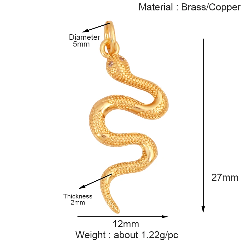 Tier Katze Bär Löwe Leopard Schlange Fuchs Schaf Charm Anhänger, echte 18K vergoldet Halskette Armband Schmuck Komponenten Versorgung S36 – Detail 23